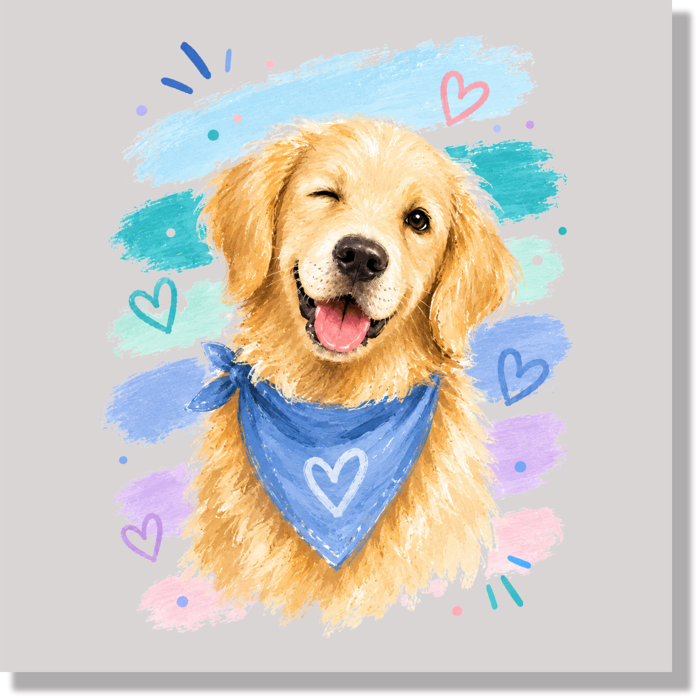 Golden Retriever Waterclor DTF Transfer