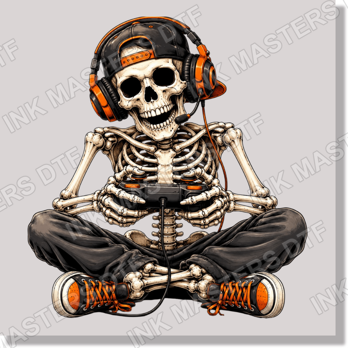 Halloween Skeleton Gamer DTF Transfer