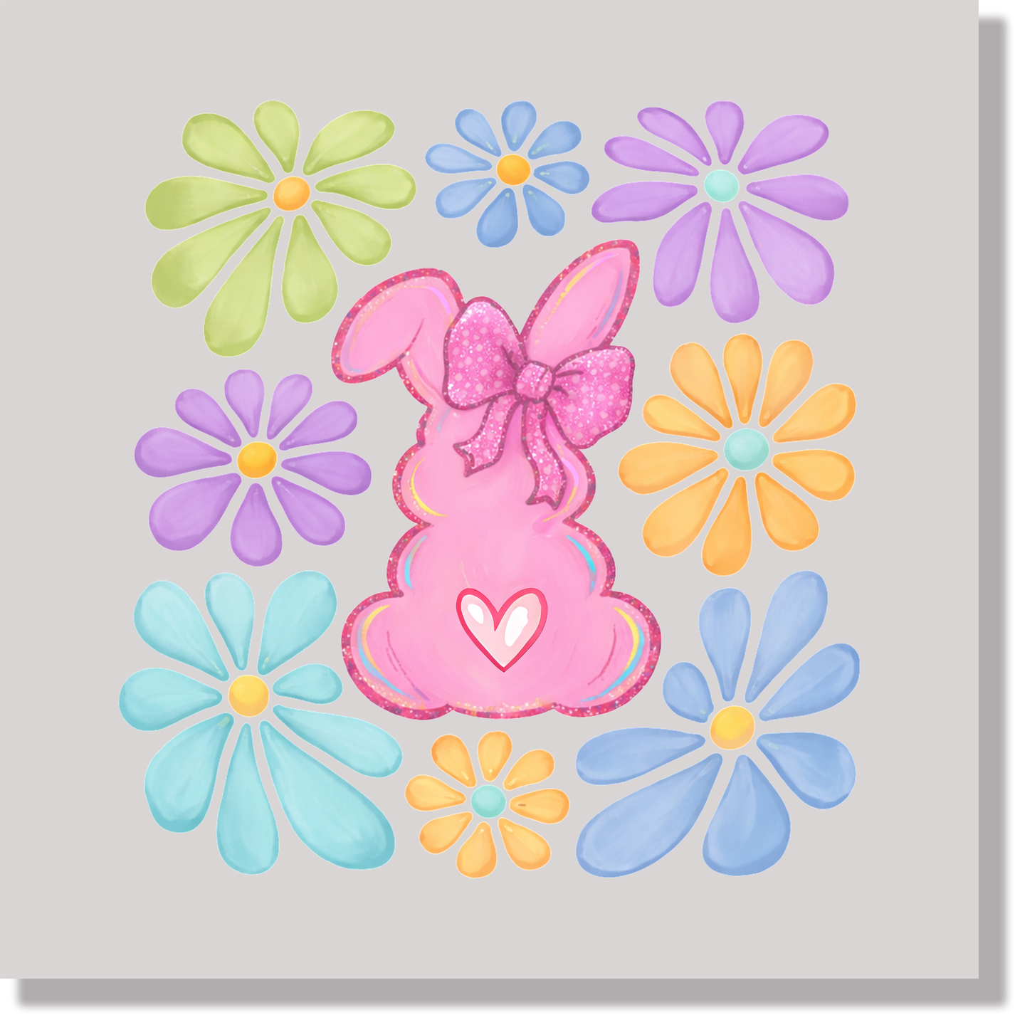 Happy Easter Bright Boho Bunny  DTF Transfer
