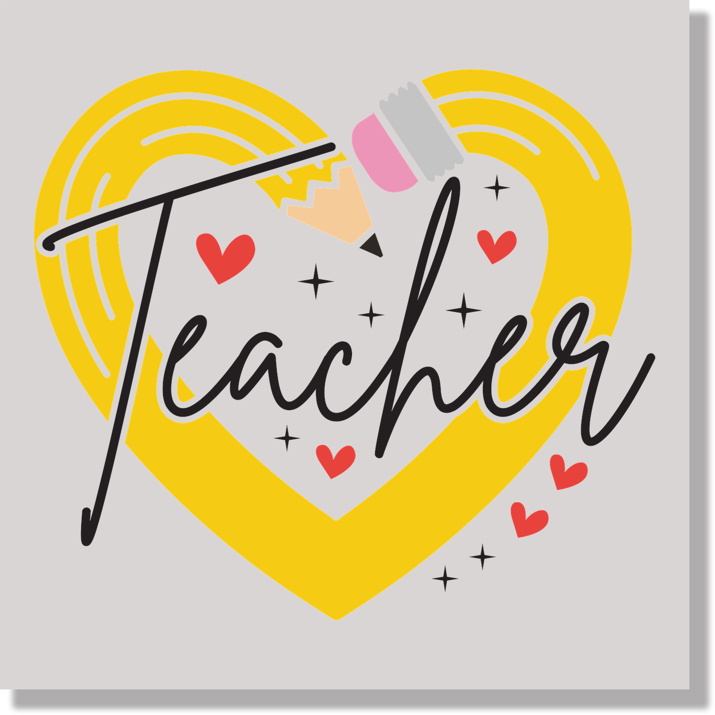 Heart Pencil Teacher DTF Transfer