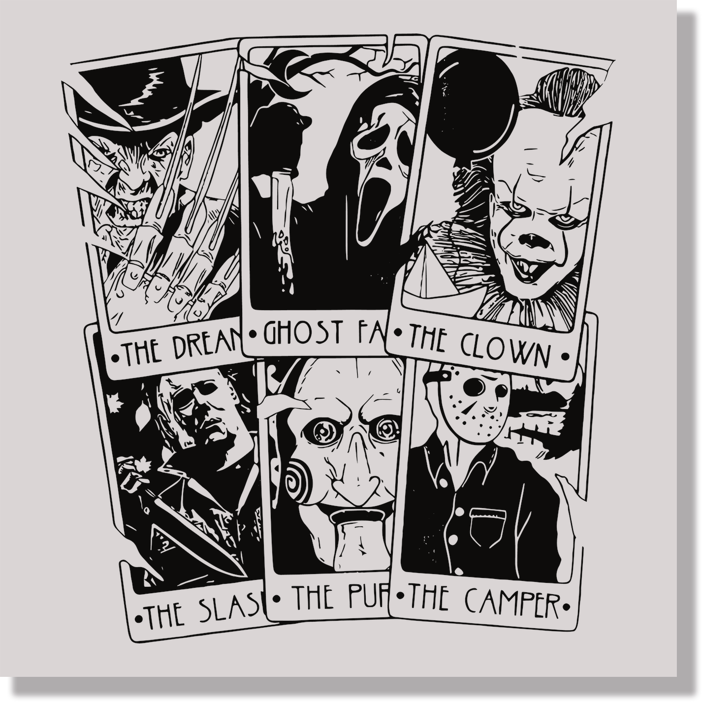 Horror Cards All Black  DTF Transfer