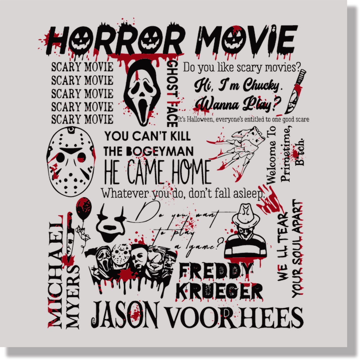 Horror Movie DTF Transfer