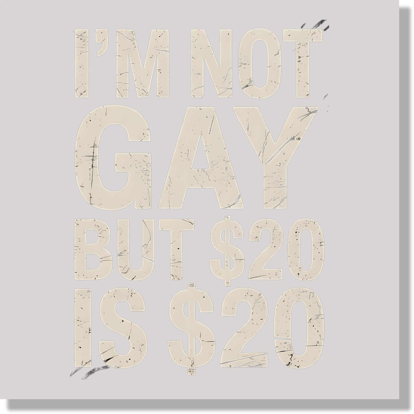 I'm Not Gay But 20 Dollars Is 20 Dollars Funny DTF Transfer