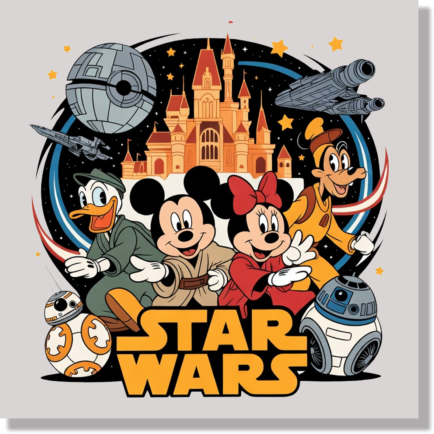 Mickey Star Wars Orange Castle DTF Transfer