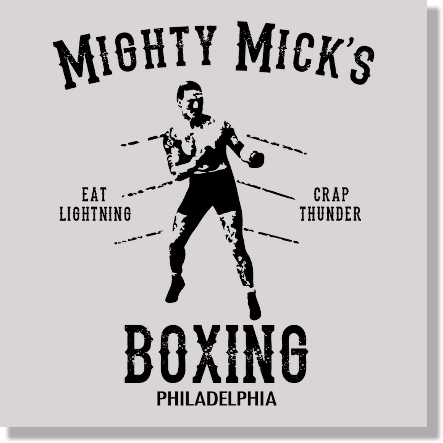 Mighty Micks Boxing All Black Textured DTF Transfer