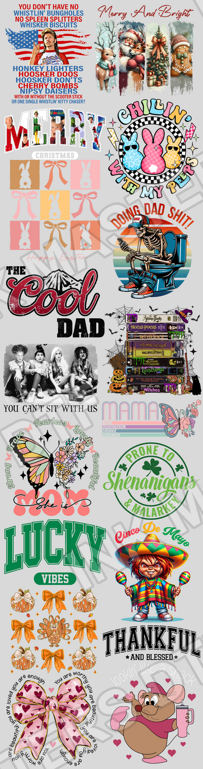 Pre-made 22x84 Mixed Holiday DTF Gang Sheet - Ink Masters DTF