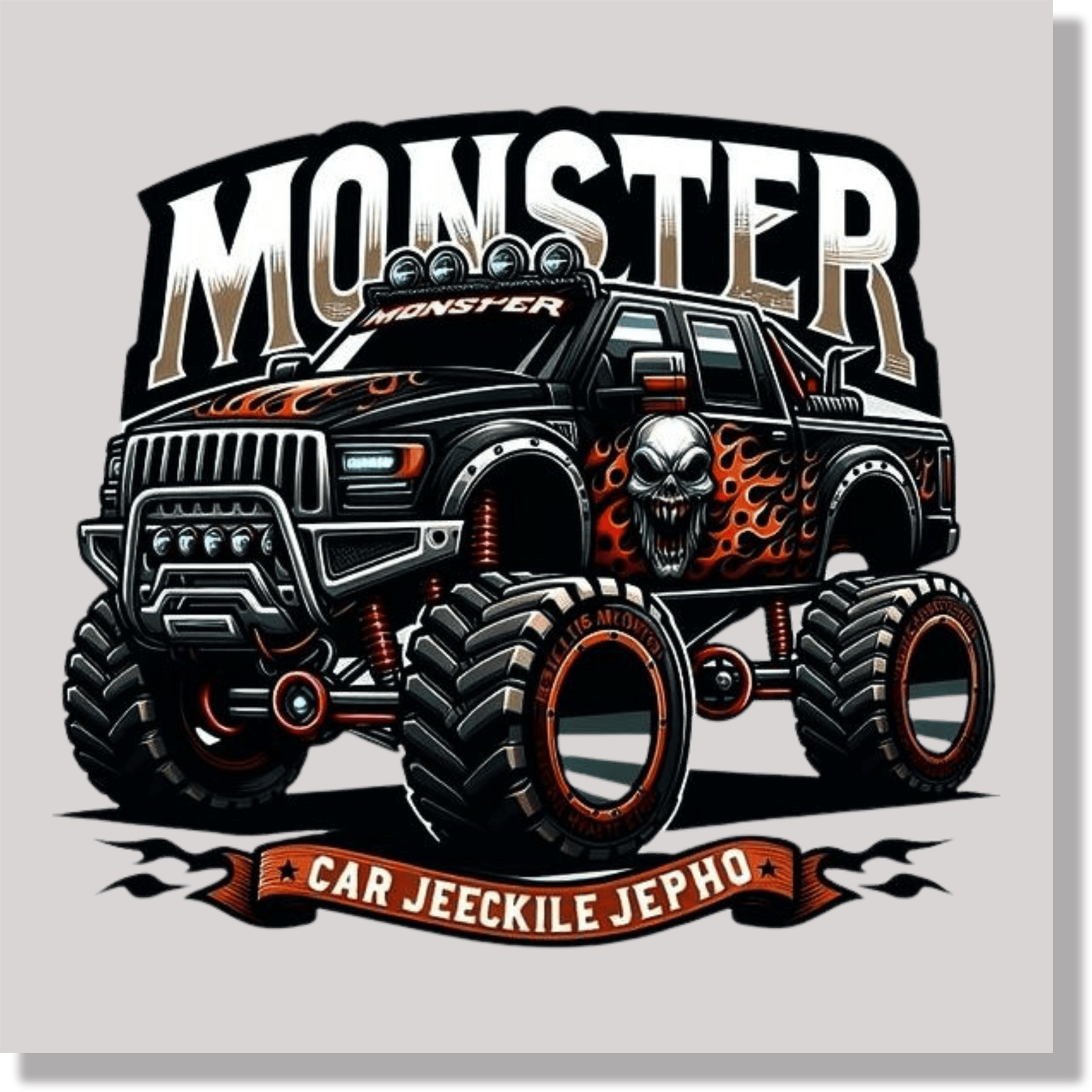 Monster Truck Skull DTF Transfer