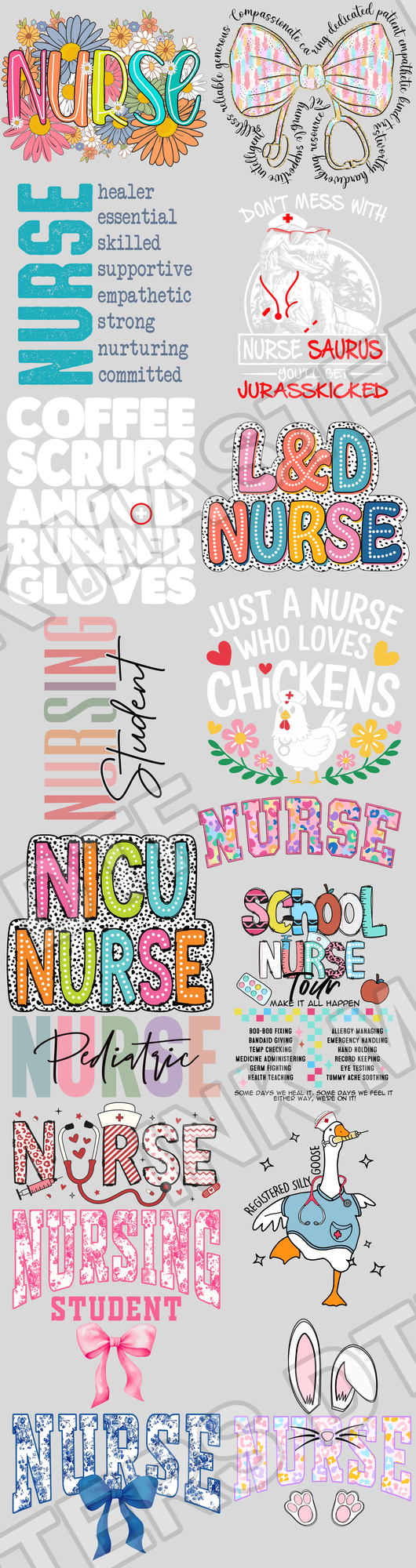 Pre-made 22x84 Nurse DTF Gang Sheet - Ink Masters DTF