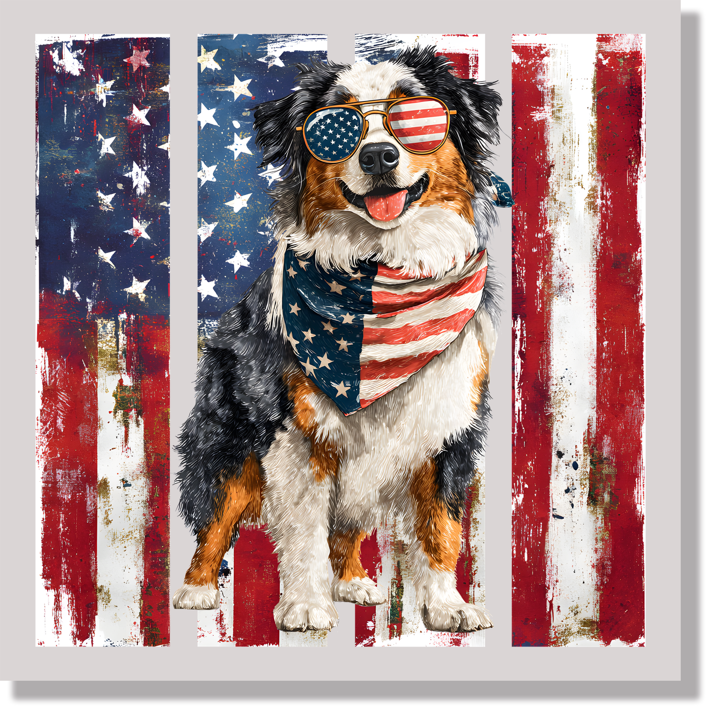 Patriotic Aussie American Flag Dog DTF Transfer