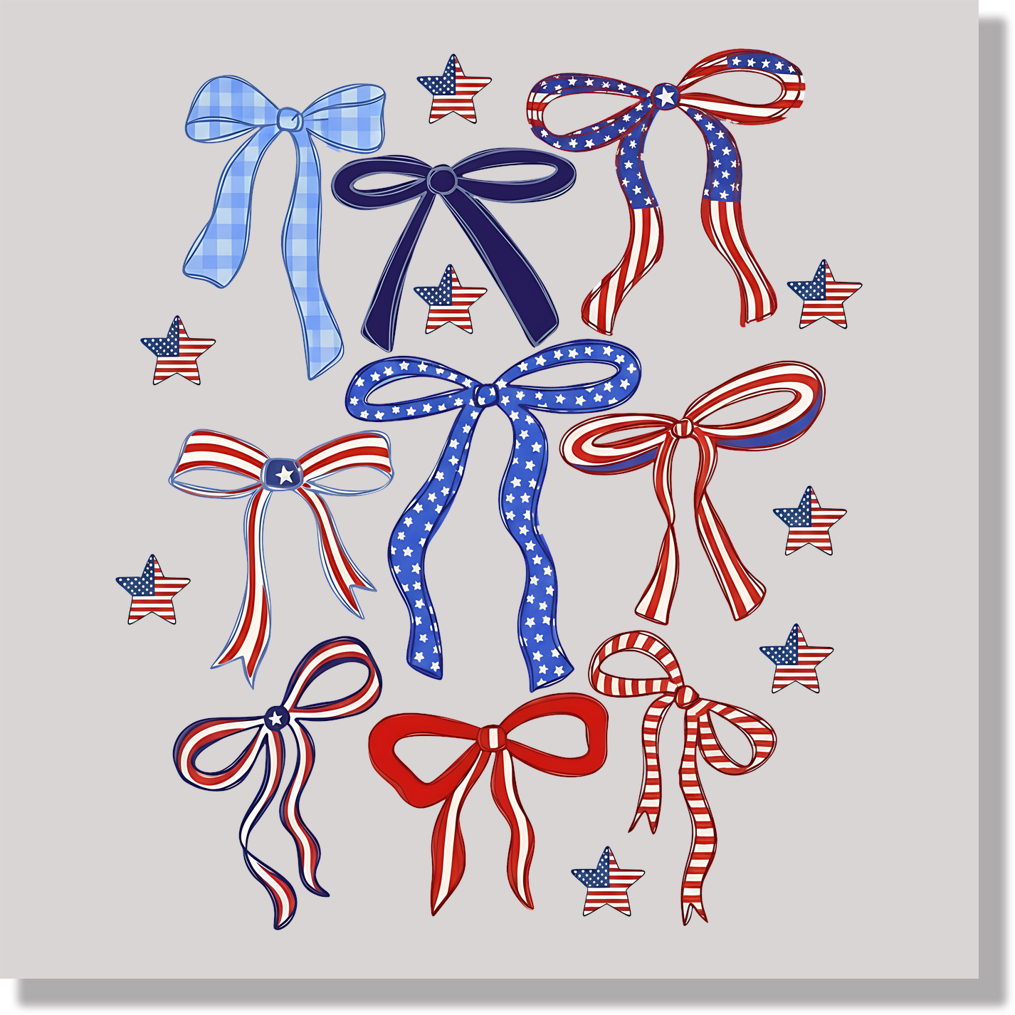 Patriotic Bows July Fourth DTF Transfer
