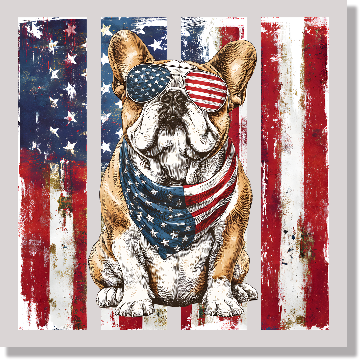Patriotic Bulldog American Flag Dog DTF Transfer