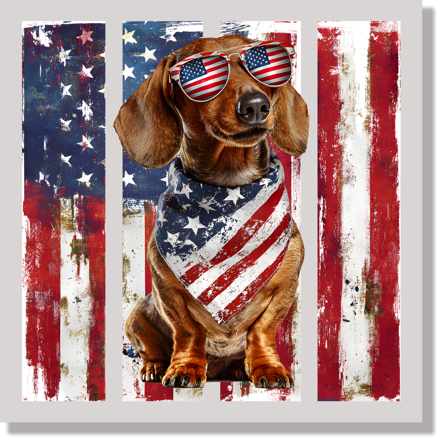 Patriotic Dachshund American Flag Dog DTF Transfer