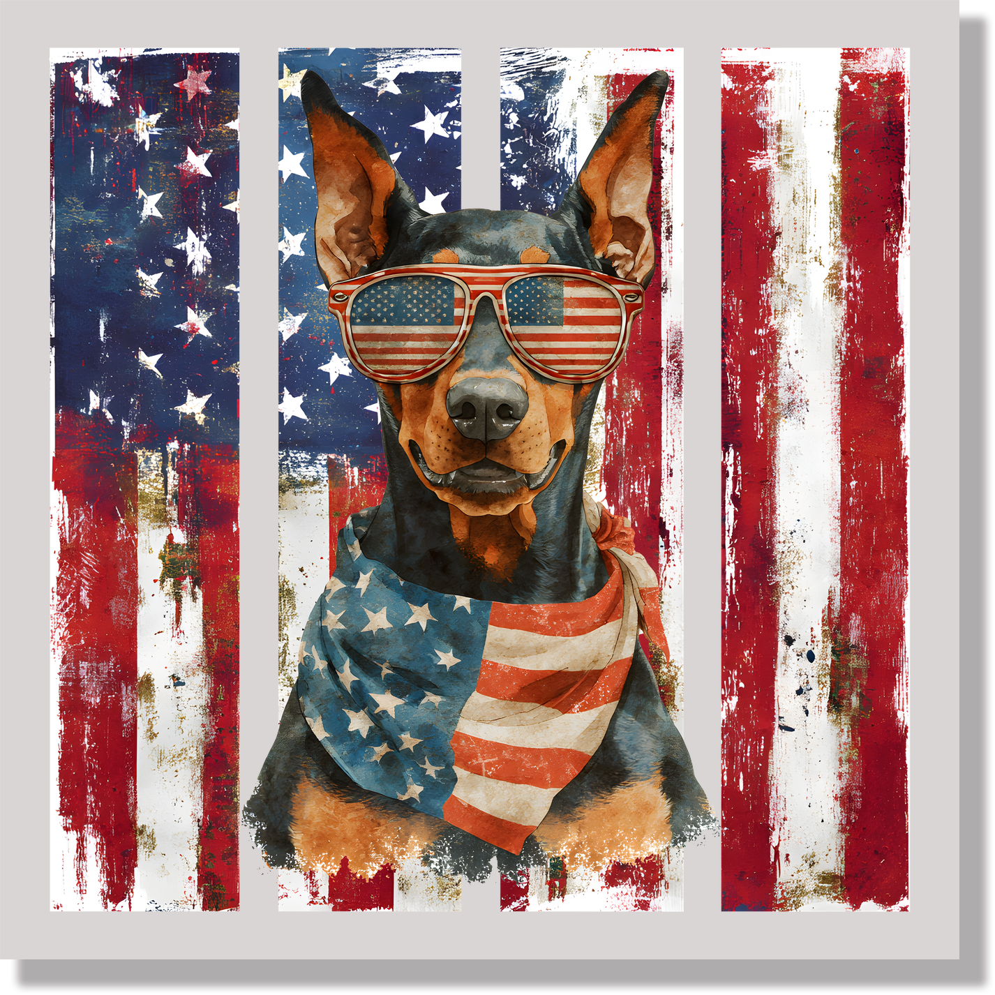 Patriotic Dobermann American Flag Dog DTF Transfer