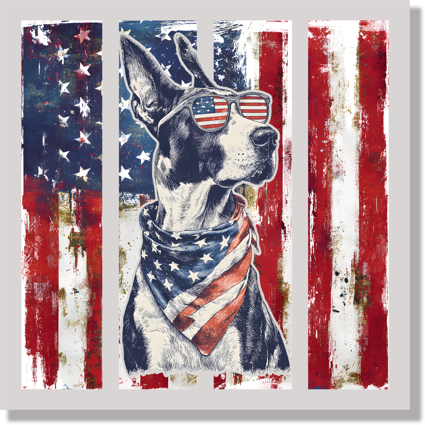 Patriotic Great Dane American Flag Dog DTF Transfer
