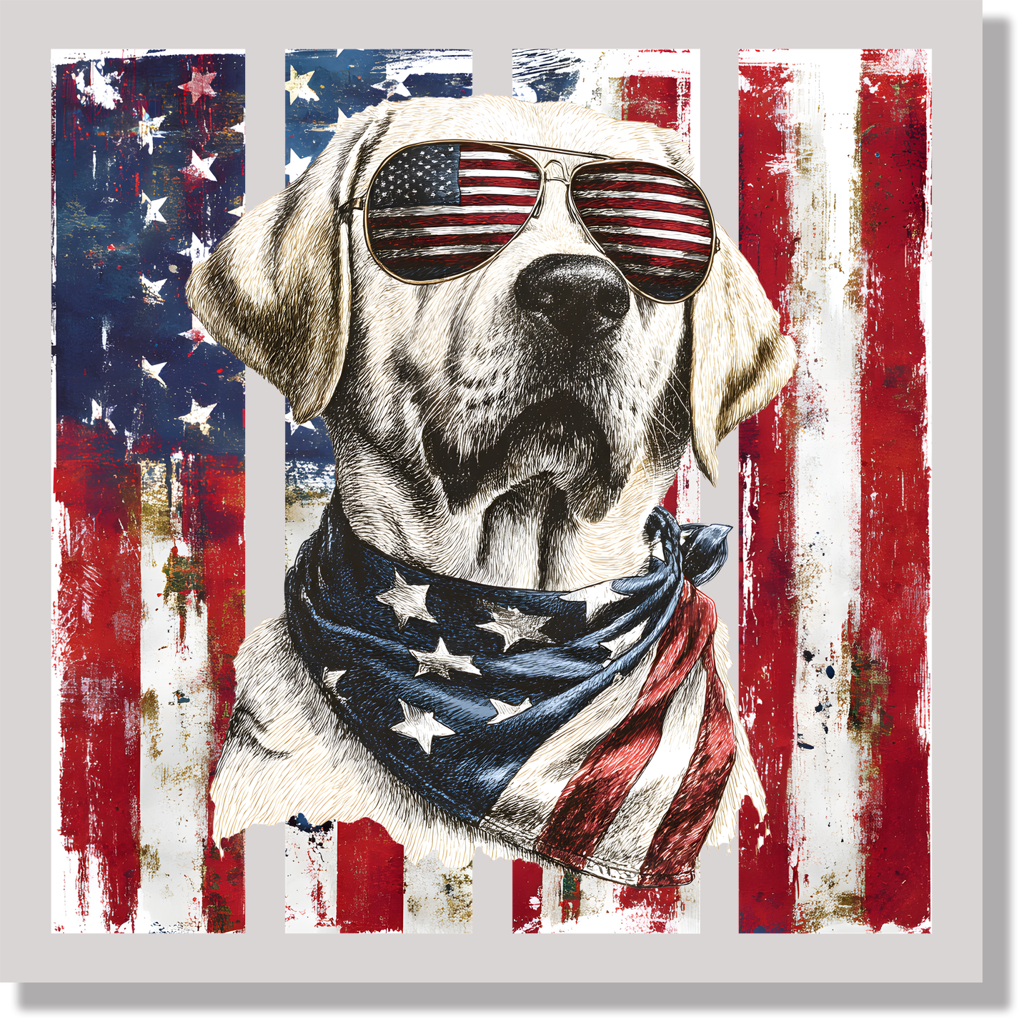 Patriotic Lab American Flag Dog DTF Transfer