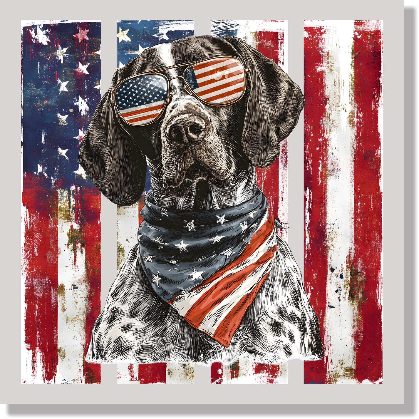 Patriotic Pointer American Flag Dog DTF Transfer