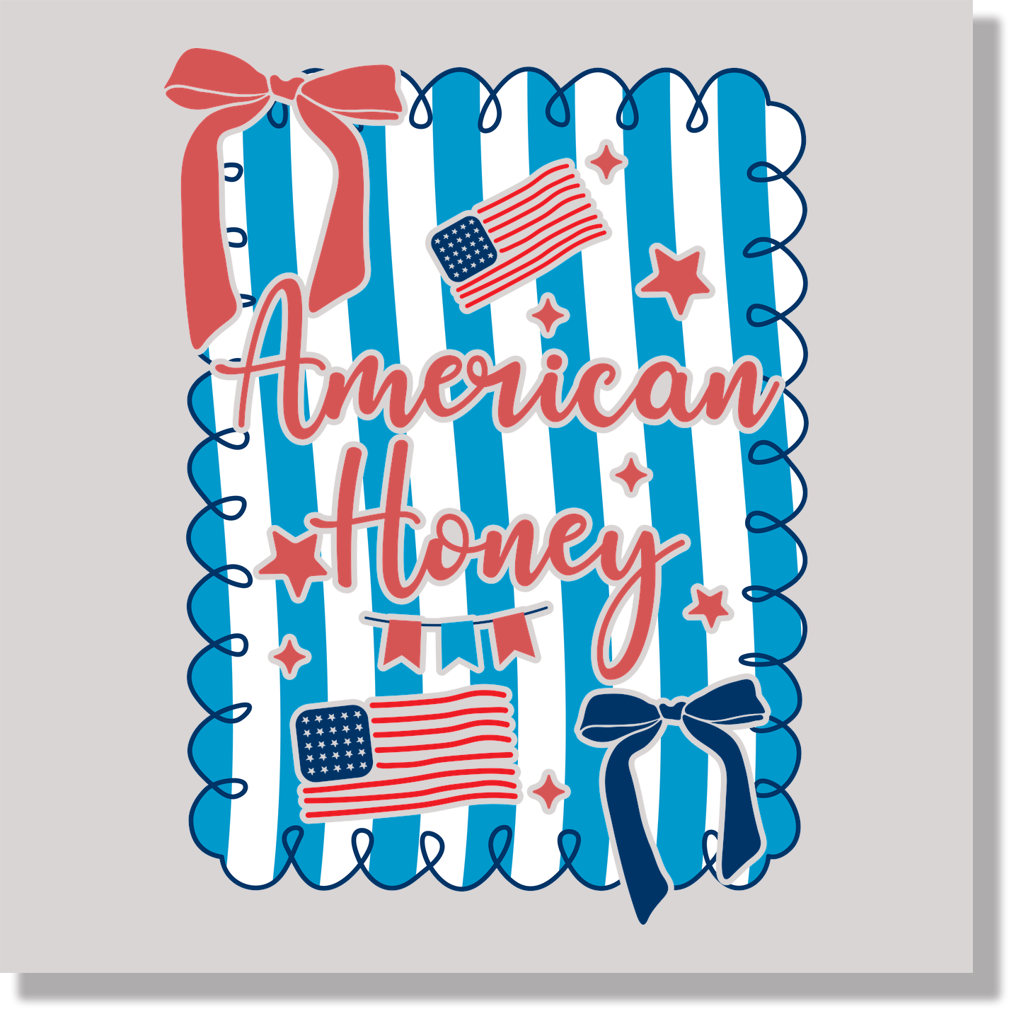 Preppy American Honey Fourth Of July & patriotic DTF Transfer