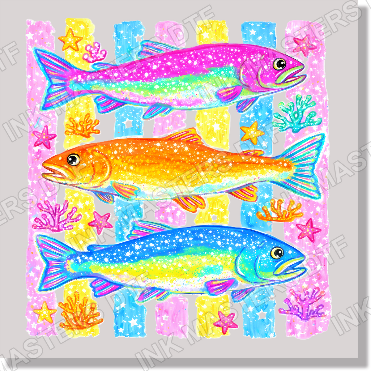 Preppy Coastal Summer Good Vibes Beach Fish  DTF Transfer