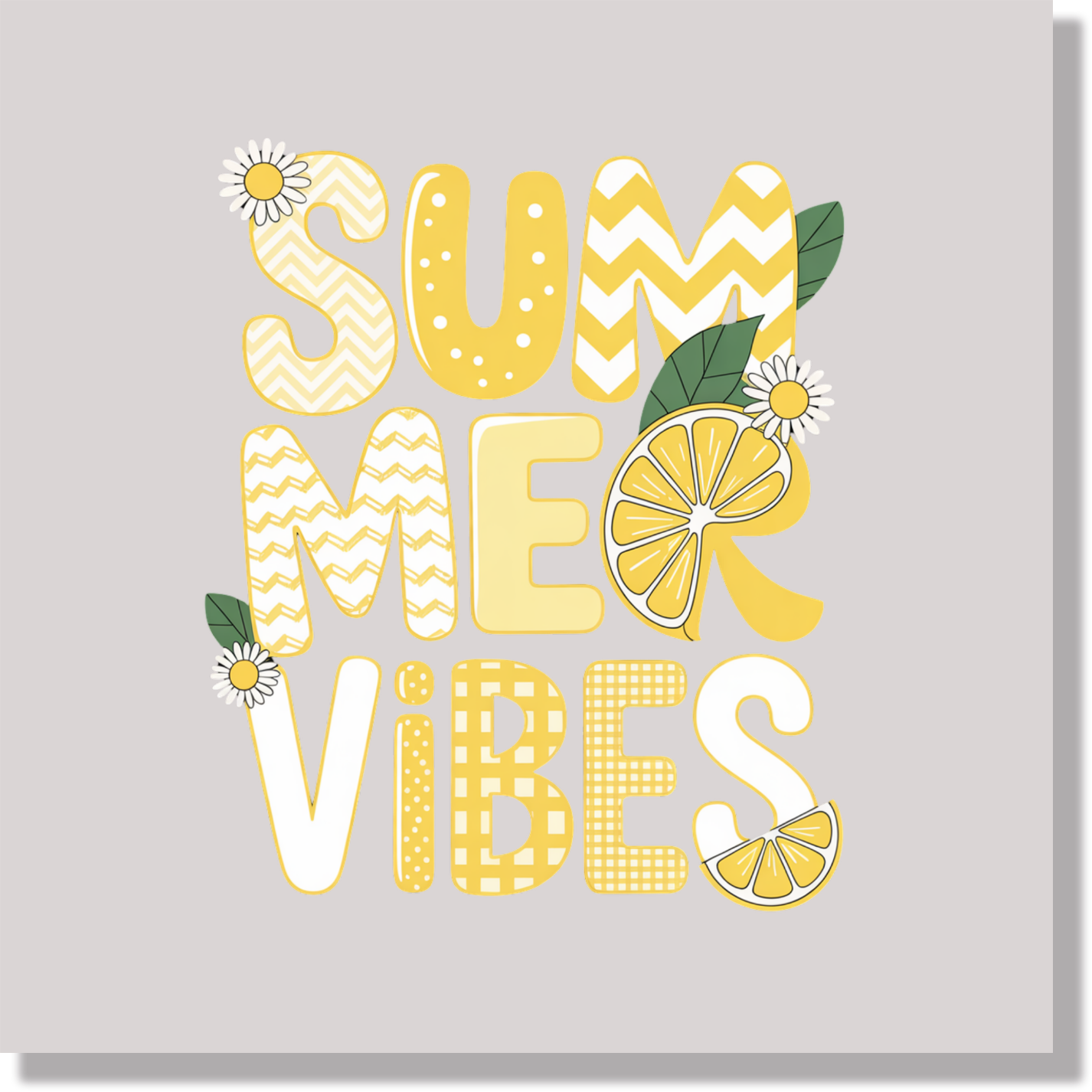 Preppy Lemon Summer Vibes Women DTF Transfer