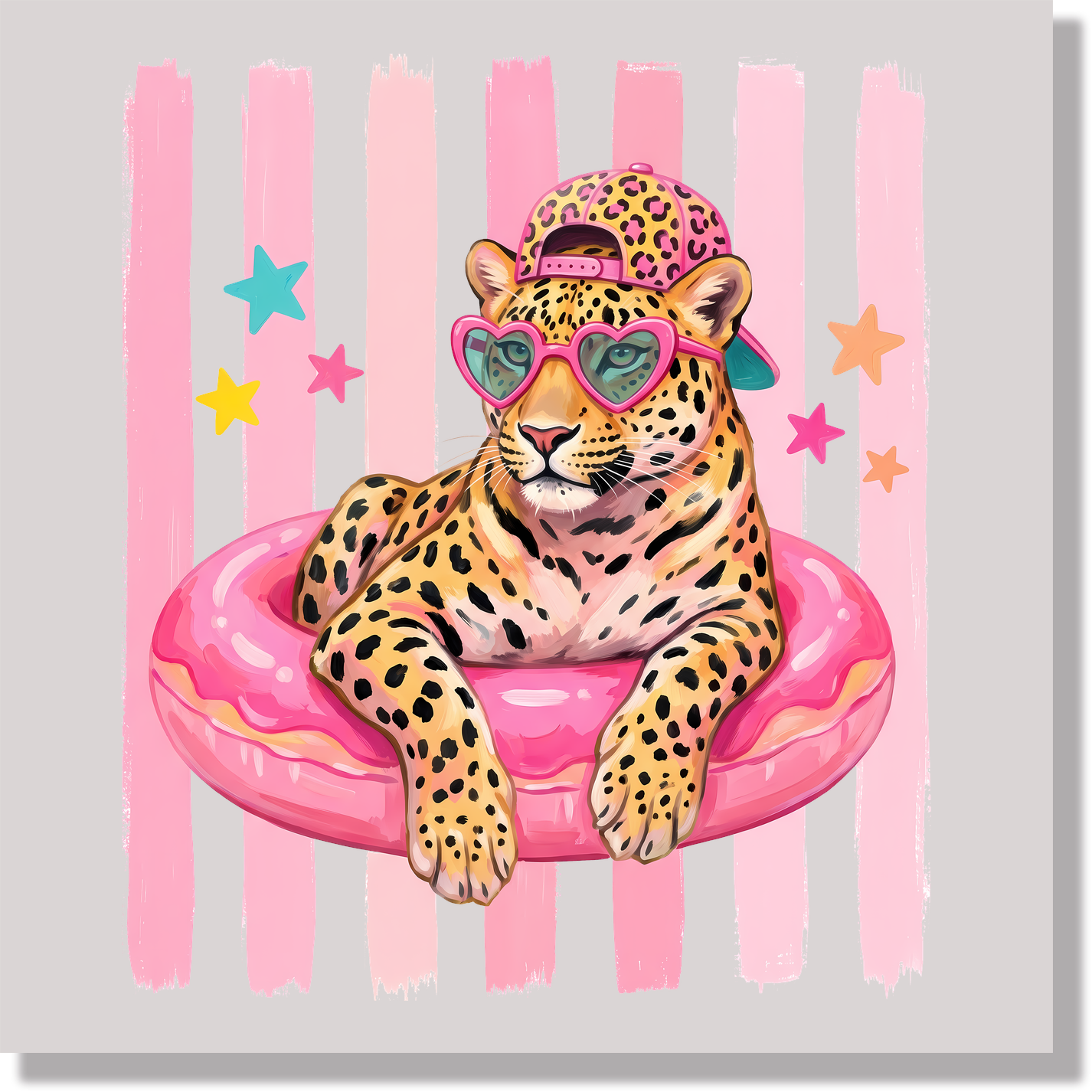 Preppy Pink Stripe Leapord DTF Transfer