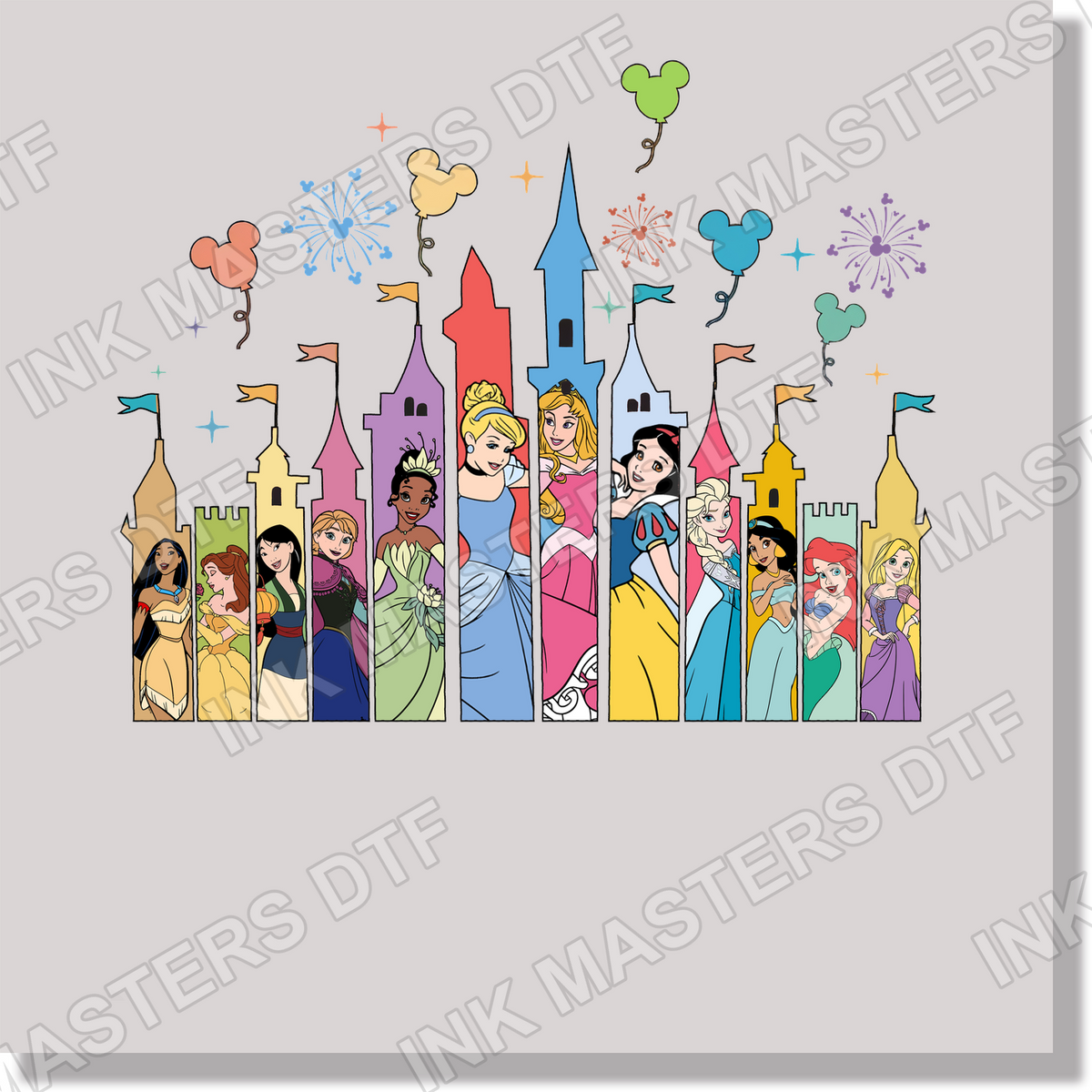 Princess Disney Castle Colorful DTF Transfer
