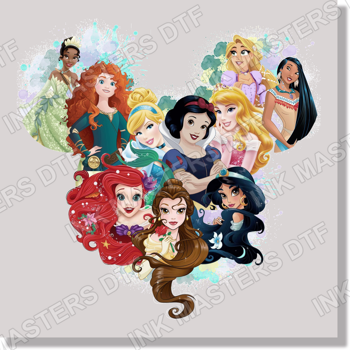 Princess Heads In Mickey Head Shape DTF Transfer