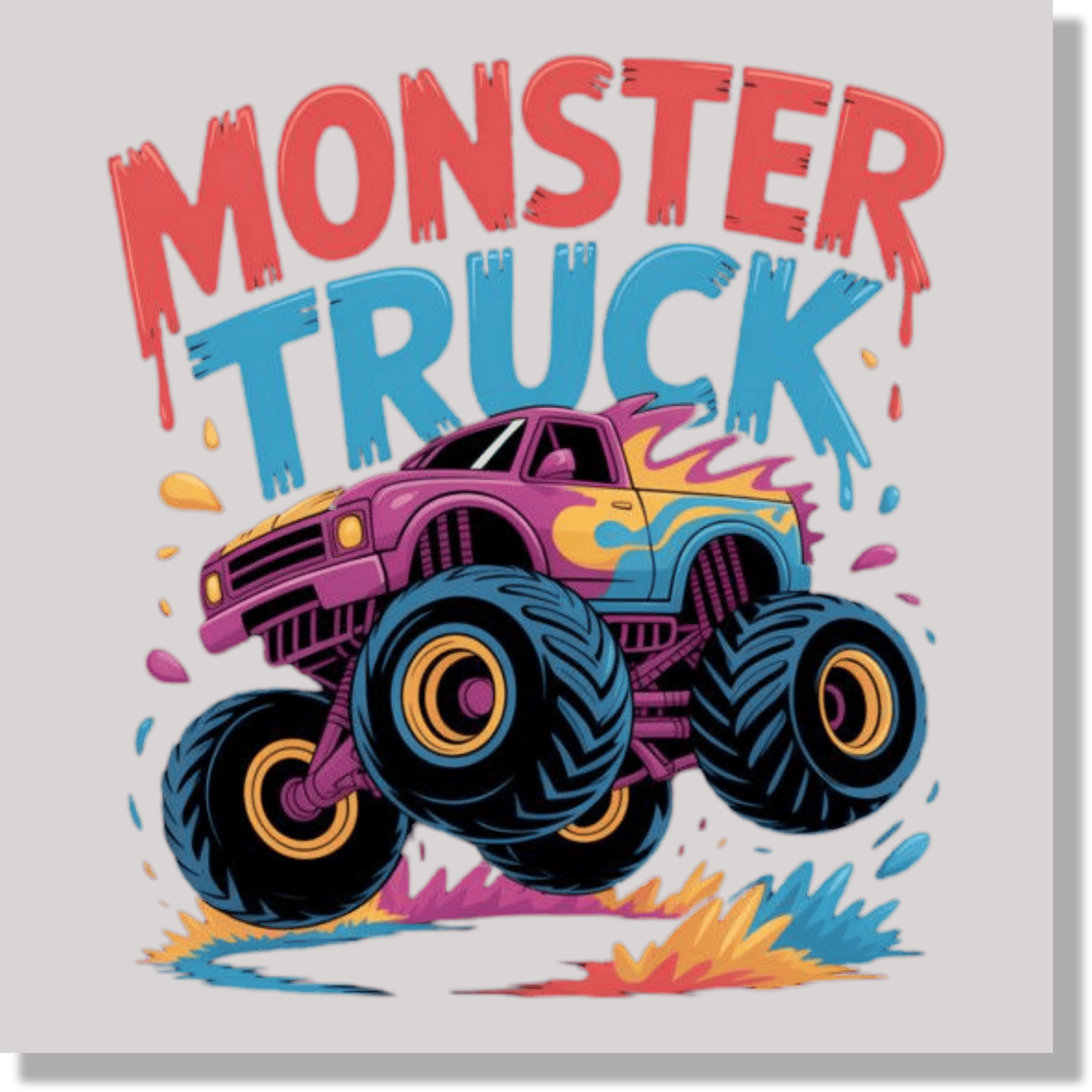 Purple monster Truck DTF Transfer