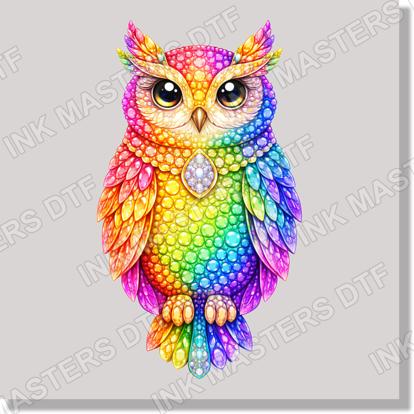 Rainbow Rhinestone Owl DTF Transfer