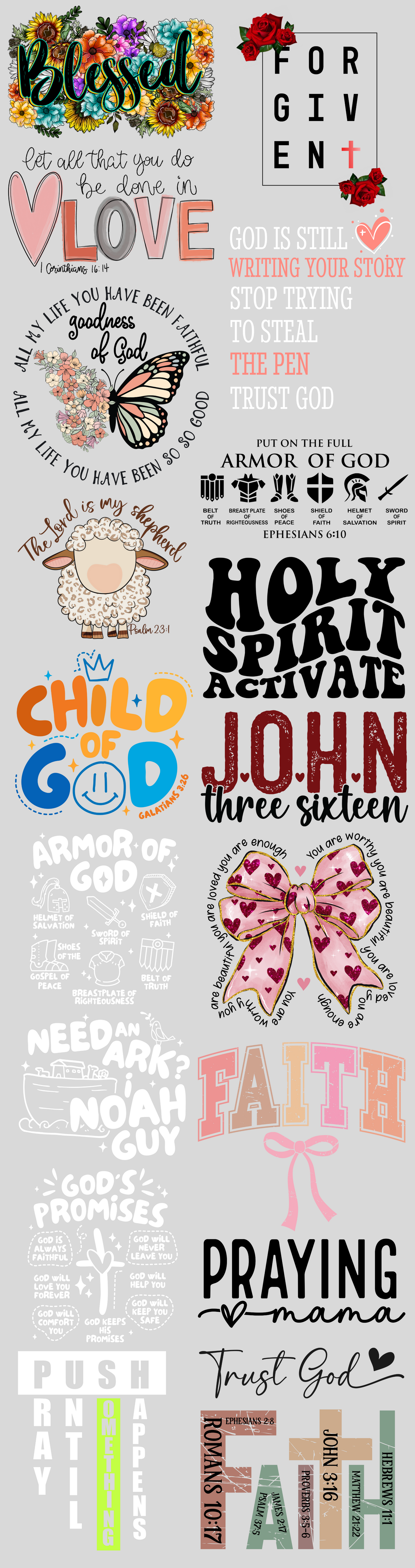Pre-made 22x84 Religious DTF Gang Sheet - Ink Masters DTF