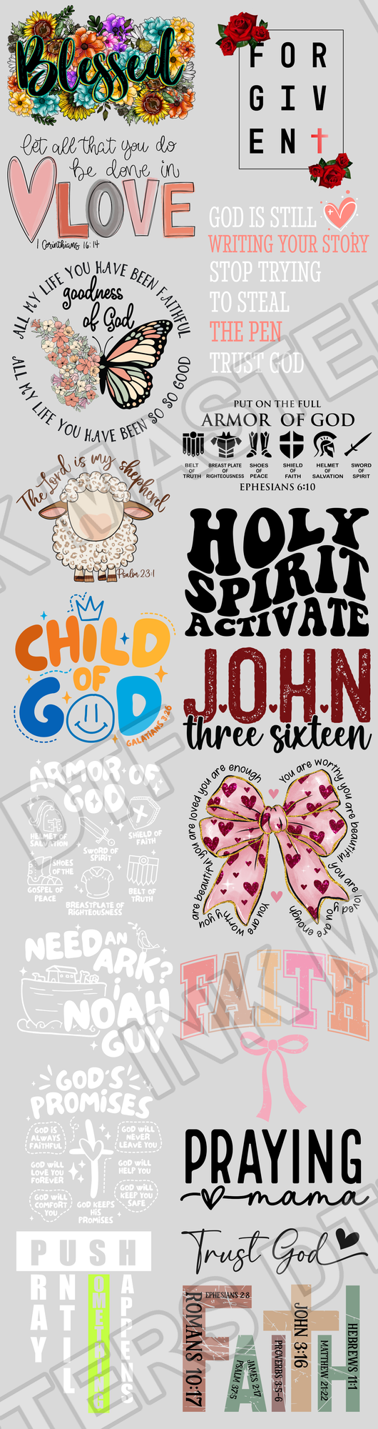 Pre-made 22x84 Religious DTF Gang Sheet - Ink Masters DTF