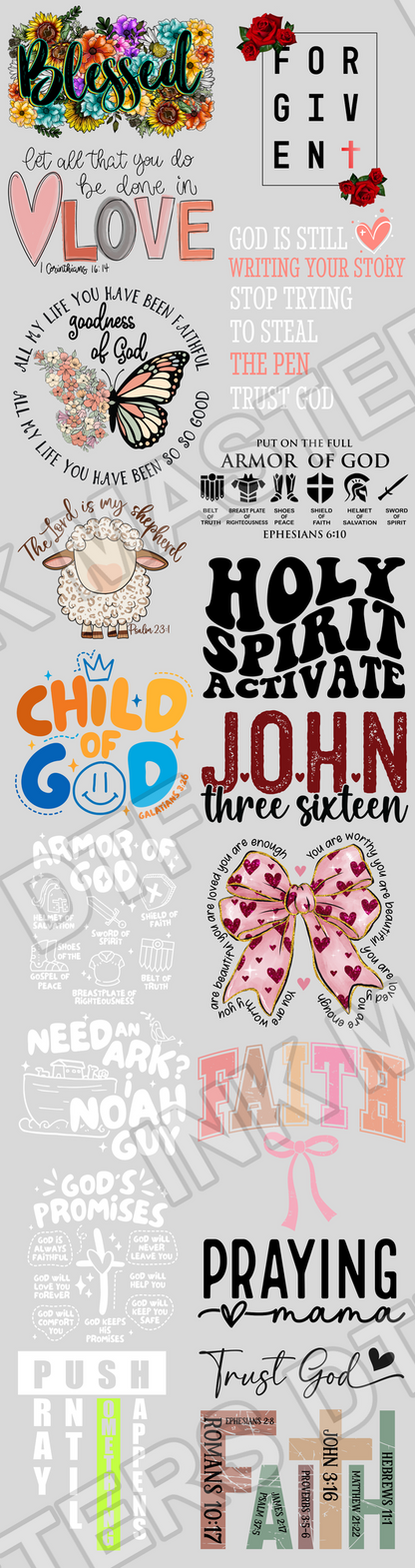Pre-made 22x84 Religious DTF Gang Sheet - Ink Masters DTF