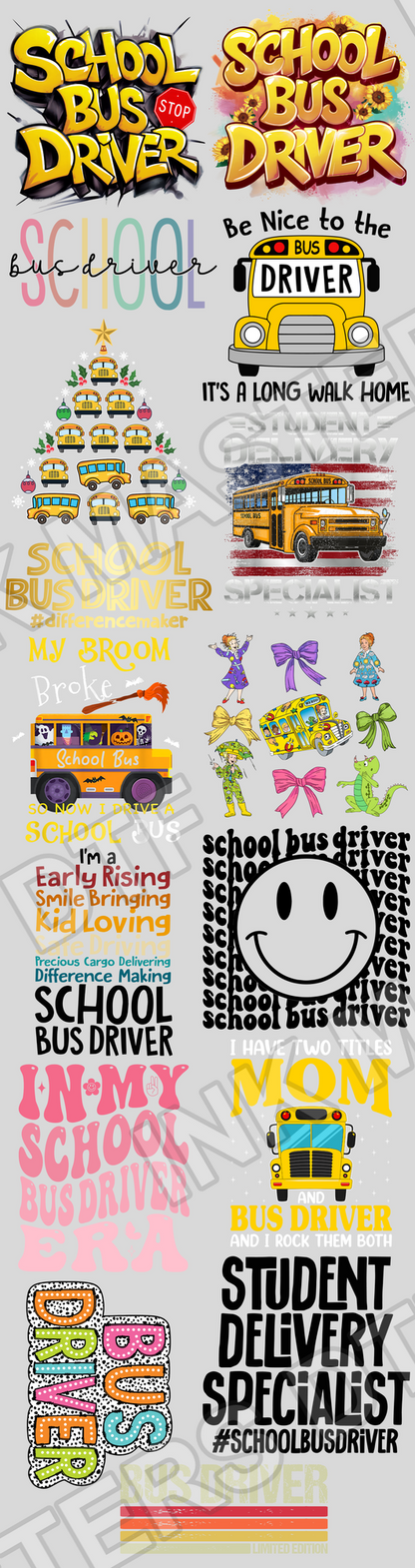 Pre-made 22x84 School Bus Driver DTF Gang Sheet - Ink Masters DTF