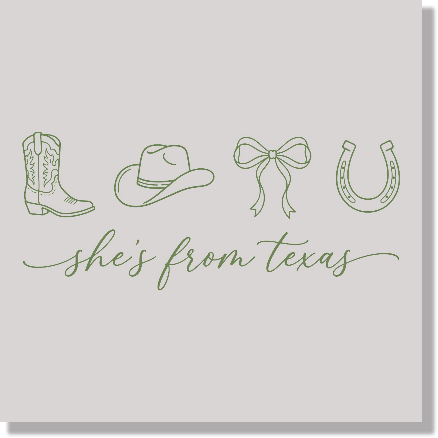 She's From Texas Cowgirl Green DTF Transfer