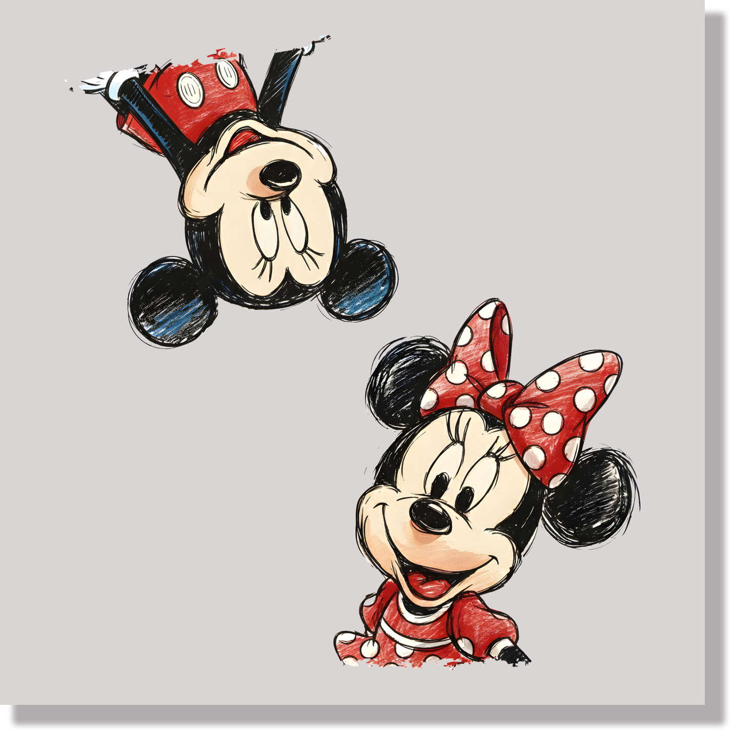 Sketch Mickey Minnie Pocket DTF Transfer