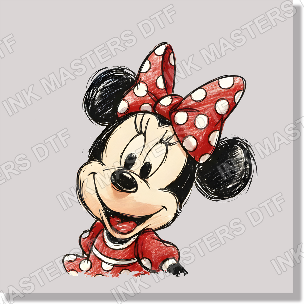 Sketch Minnie Mouse DTF Transfer