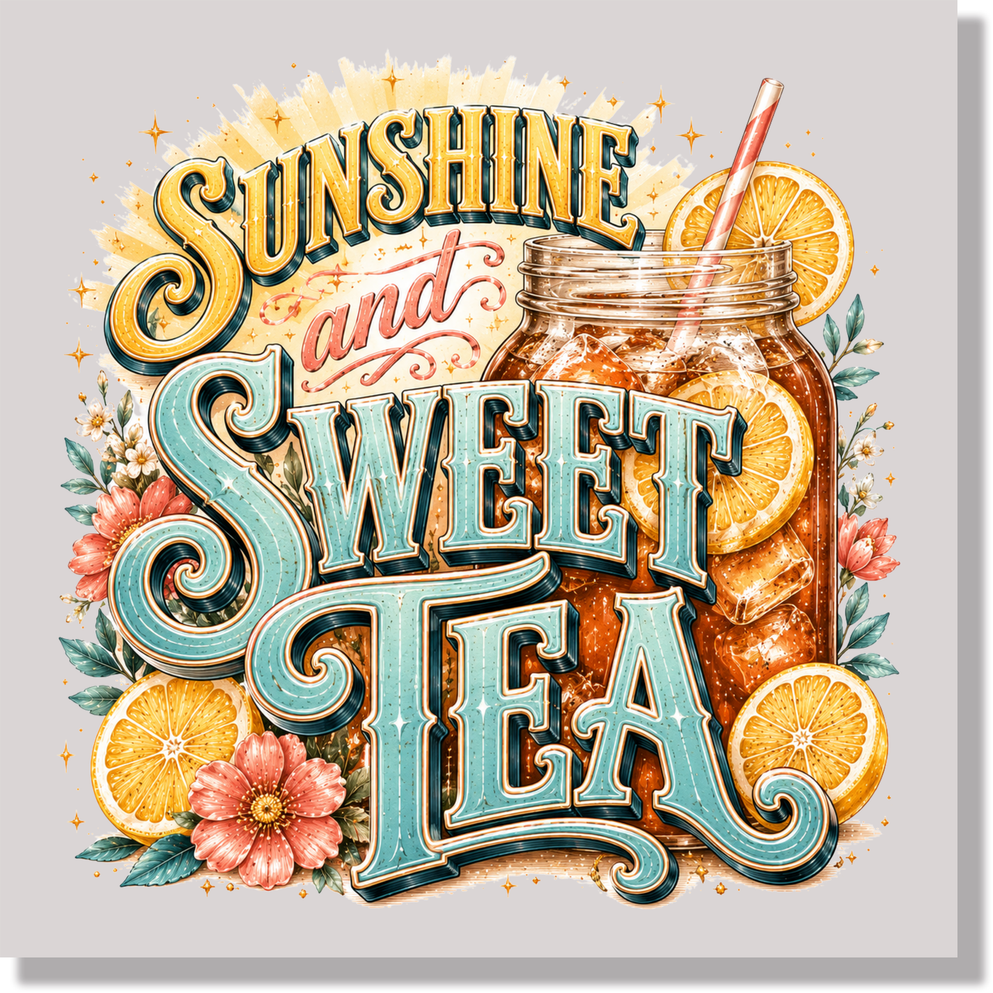Sweet Tea And Sunshine  DTF Transfer