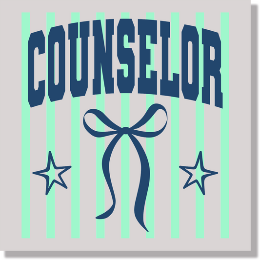 Teacher Appreciation Preppy Stripped Counselor DTF Transfer