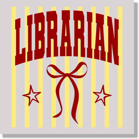 Teacher Appreciation Preppy Stripped Librarian DTF Transfer