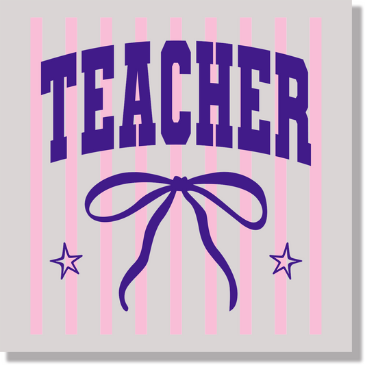 Teacher Appreciation Preppy Stripped Teacher DTF Transfer