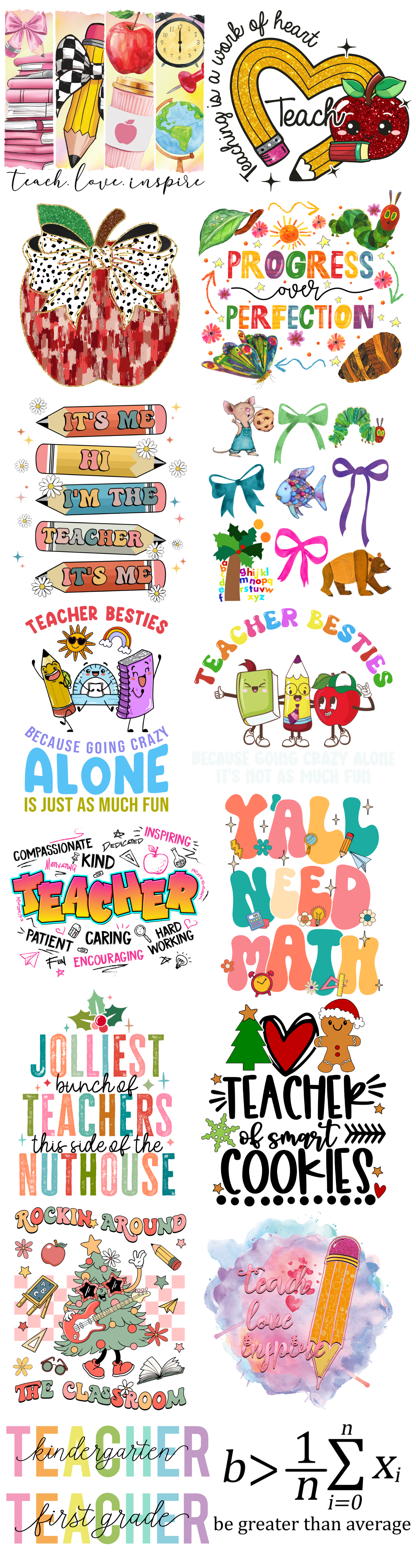 Pre-made 22x84 Teacher DTF Gang Sheet - Ink Masters DTF