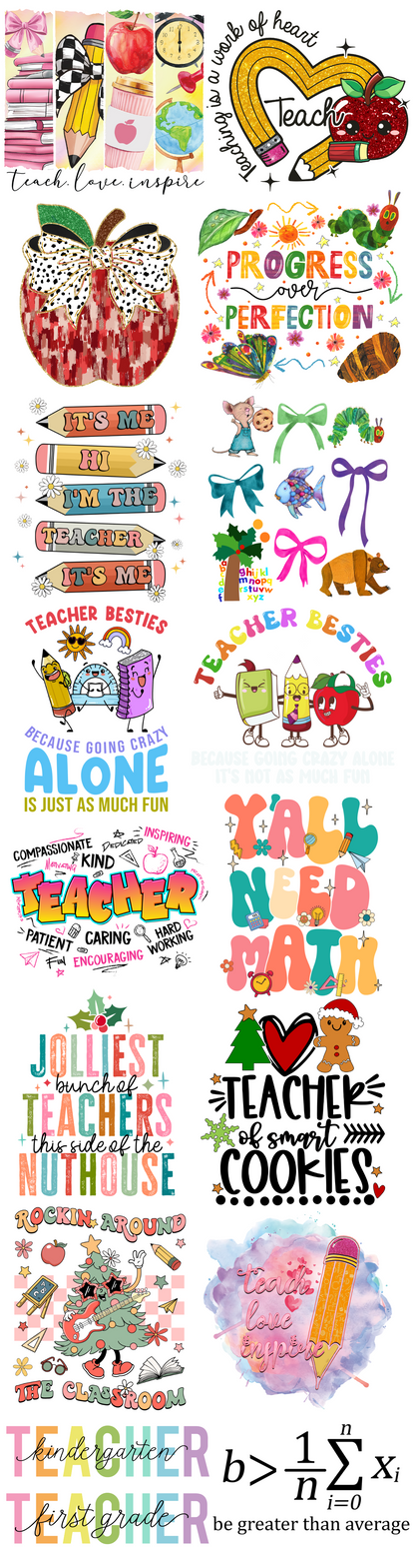 Pre-made 22x84 Teacher DTF Gang Sheet - Ink Masters DTF