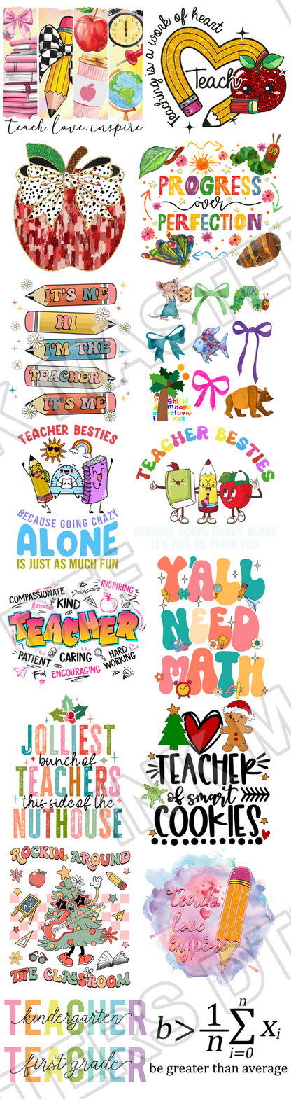 Pre-made 22x84 Teacher DTF Gang Sheet - Ink Masters DTF