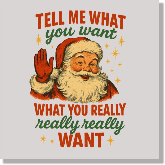 Tell Me What You Want What You Really Really Want Funny Santa DTF Transfer