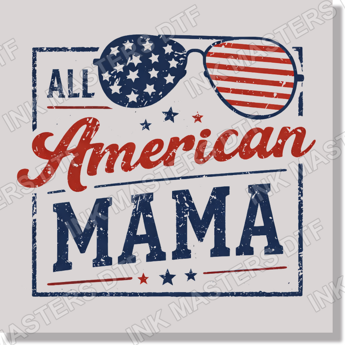 Textured All American Mama American Flag Sunglasses Fourth Of July  DTF Transfer