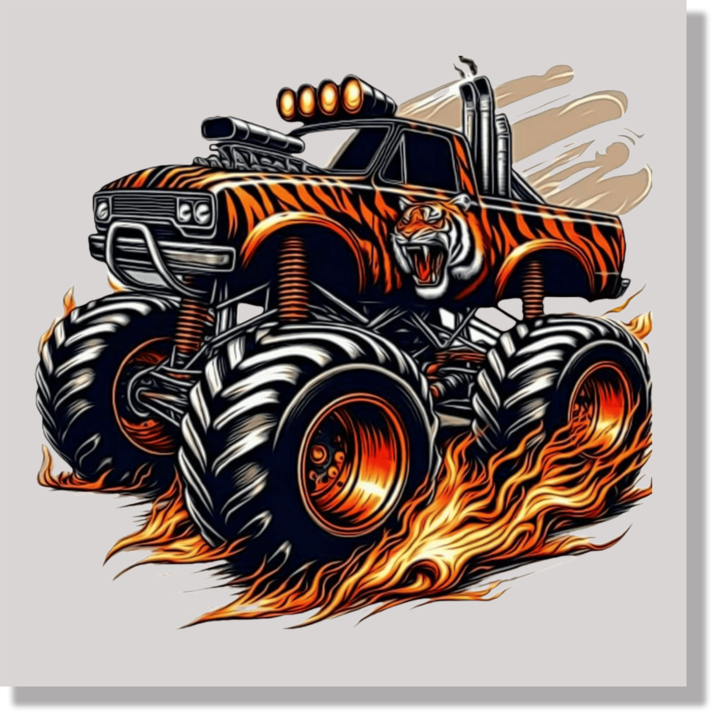 Tiger Monster Truck DTF Transfer