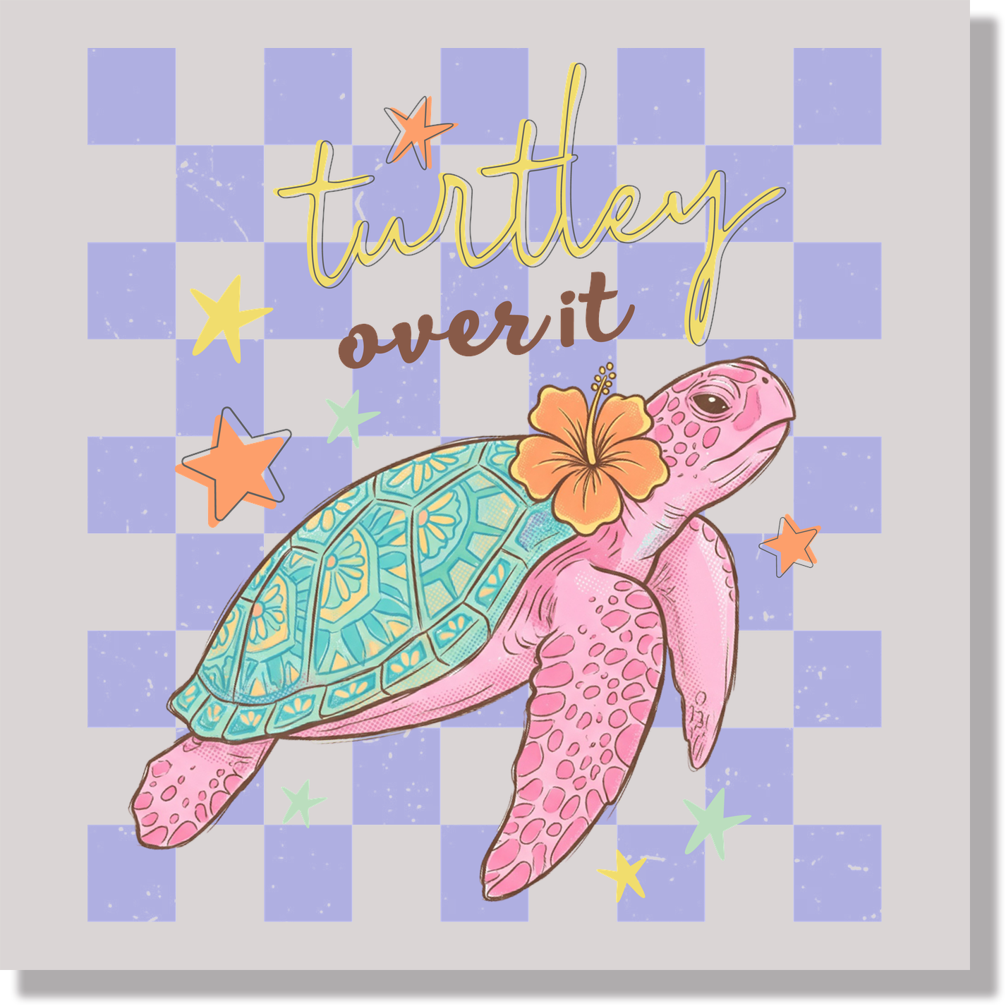 Turtley over It Summer Turtle Preppy  DTF Transfer
