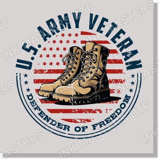 US Army Veteran Defender Of Freedom 4th of July & Patriotic DTF Transfer