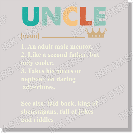 Uncle Definition Funny Fathers Day DTF Transfer