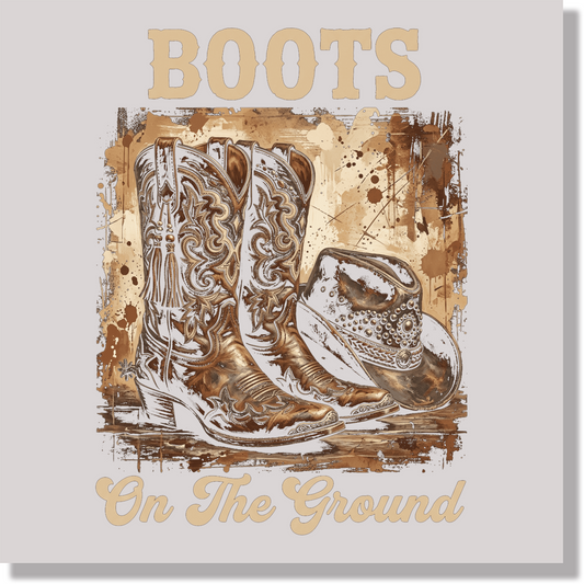 Western Cowboy Boots On The Ground Fathers Day  DTF Transfer
