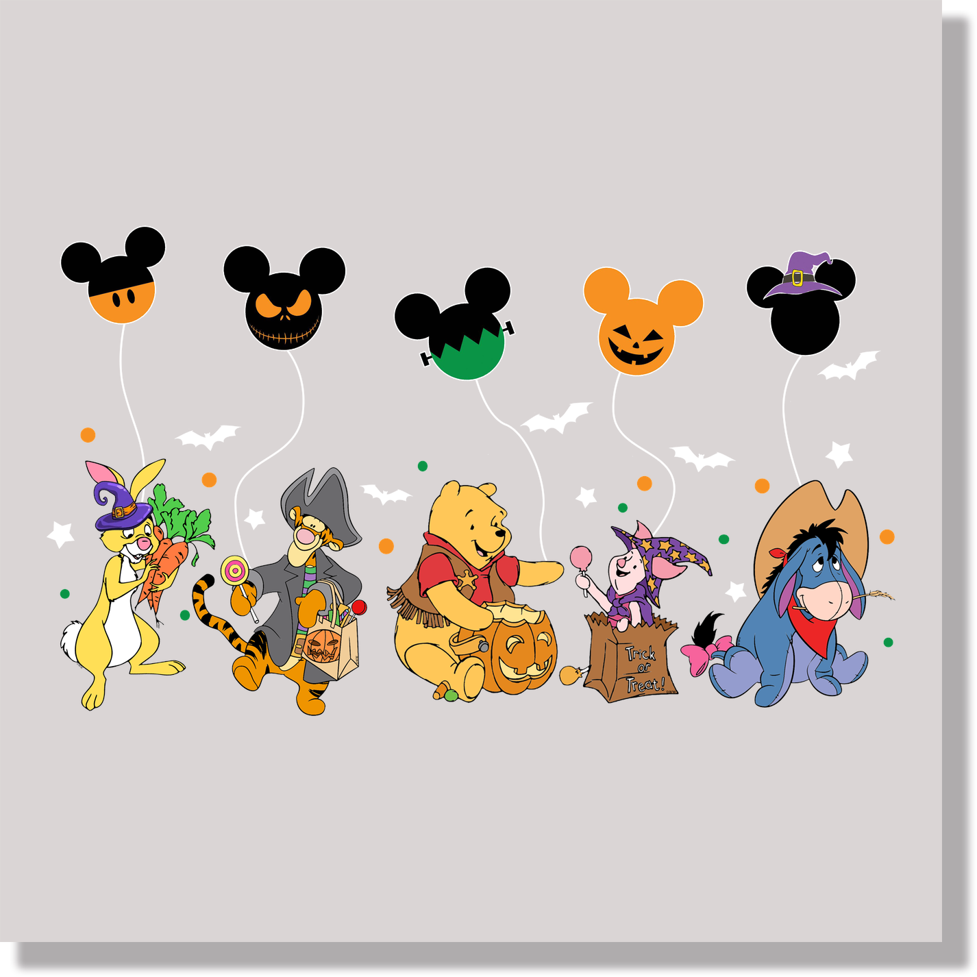 Winnie The Pooh Halloween Balloons DTF Transfer